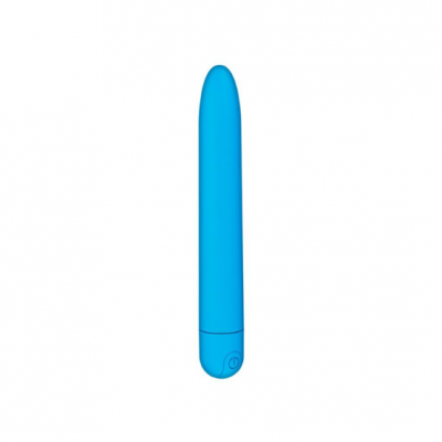 Dispositivo cilíndrico azul liso com botão na base