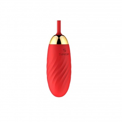 Vibrador vermelho com detalhe dourado e textura ondulada