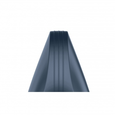 Objeto azul escuro com três linhas verticais no centro, fundo branco