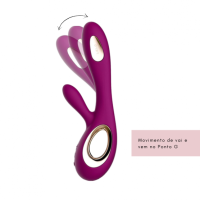 Vibrador ergonómico roxo com movimento para ponto G