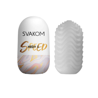 Produto SVAKOM Speed HEDY com embalagem branca e textura ondulada interna branca.