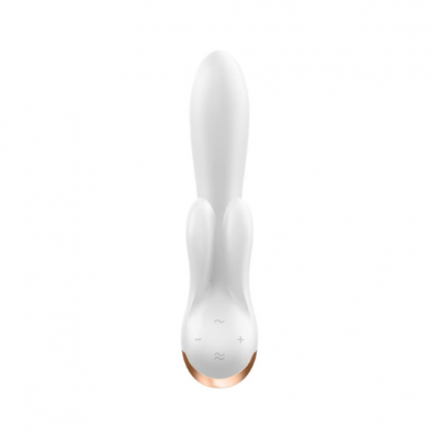 Vibrador branco em silicone com botões de controlo