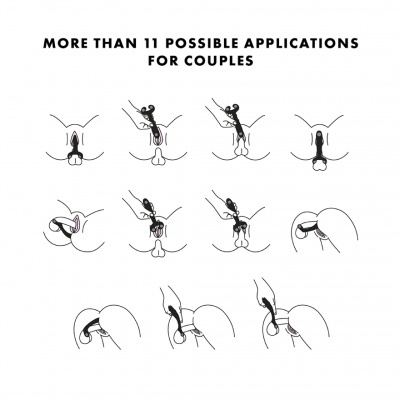Desenhos de 11 formas de aplicação de produto para casais com texto em inglês no topo