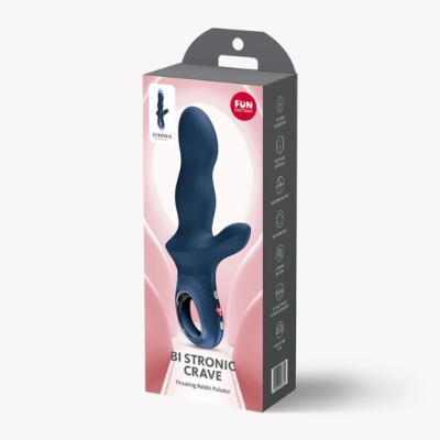 Embalagem de vibrador azul BI STRONIC CRAVE da FUN FACTORY