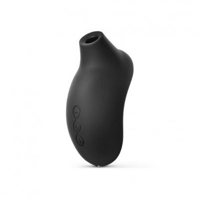 Dispositivo preto ergonómico com três botões laterais sobre fundo branco