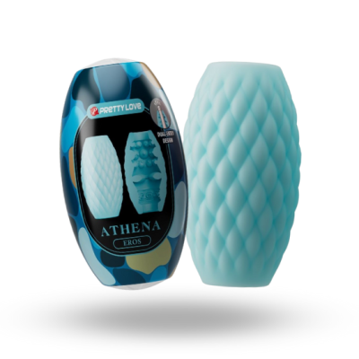 Masturbador masculino azul com textura de losangos e embalagem camuflada da Pretty Love Athena Eros