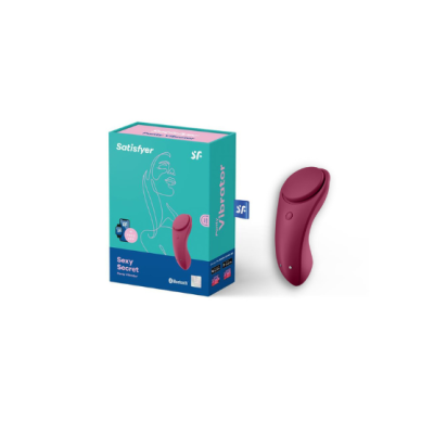 Vibrador vinho com caixa azul e verde Satisfyer Sexy Secret
