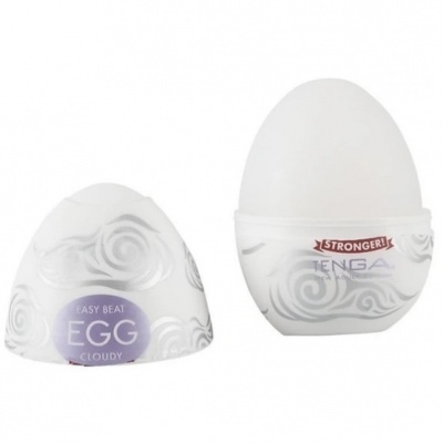 Egg masturbador branco com relevo e texto EASY BEAT EGG CLOUDY da marca TENGA