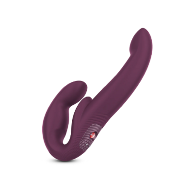 Vibrador roxo escuro em silicone com botão vermelho