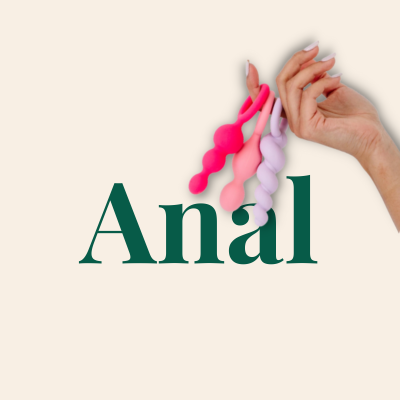 Brinquedos sexuais anal em silicone em três cores com palavra Anal