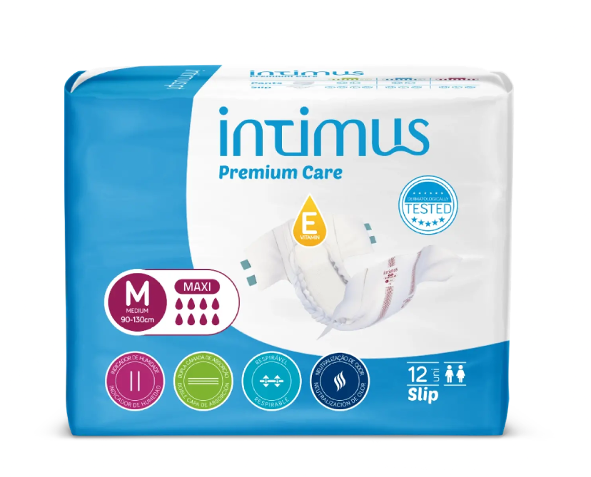 Pacote de fraldas Intimus Premium Care tamanho M com 12 unidades