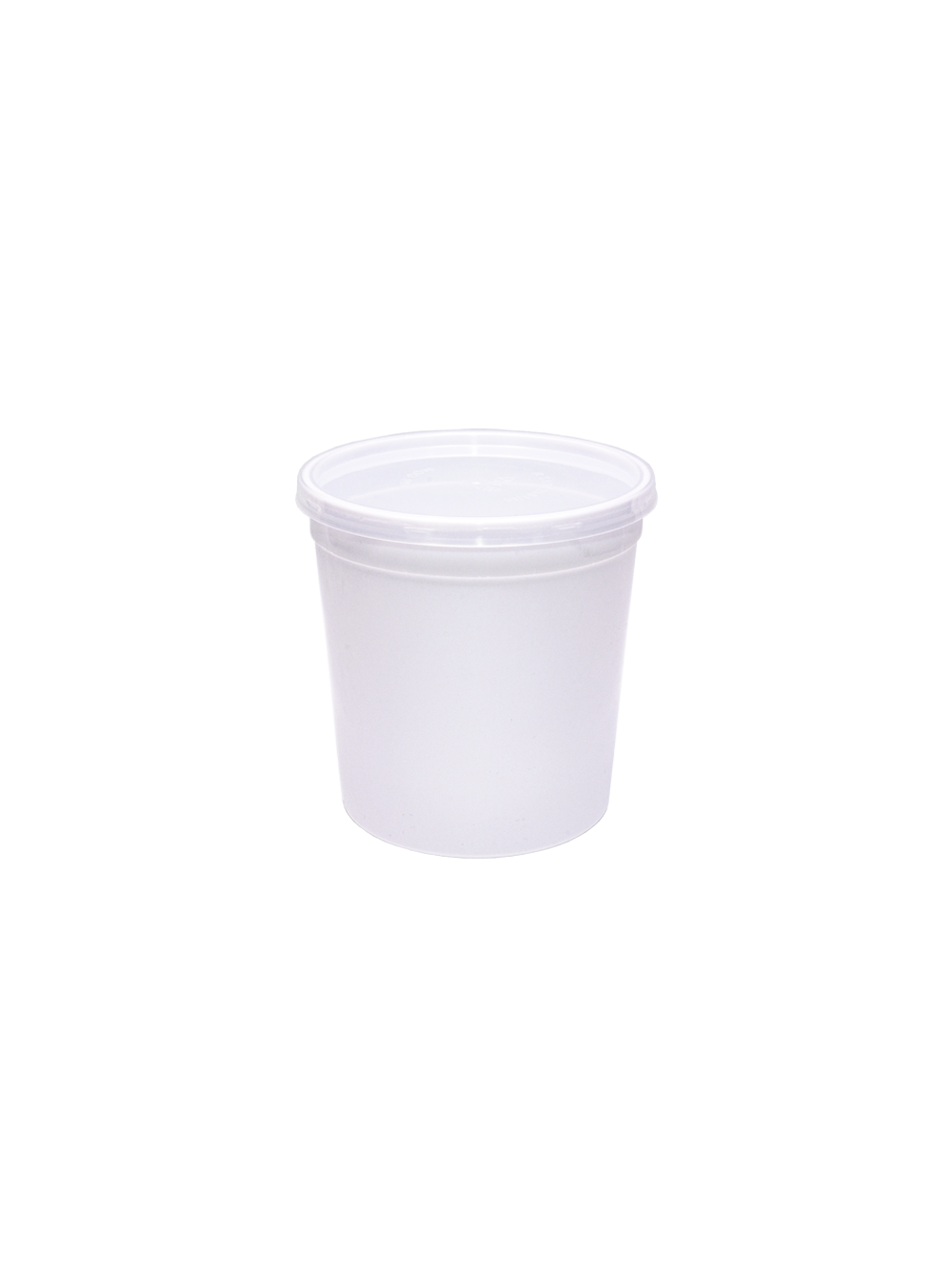 Pote plástico translúcido branco com tampa