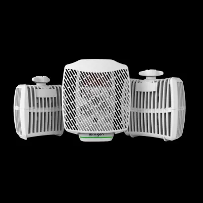 Dispositivo branco para purificação do ar com três componentes ventilados