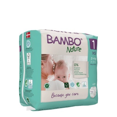 Pacote de fraldas Bambo Nature XS para bebé