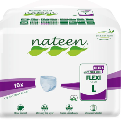 Pacote de fraldas Nateen Ultra Soft Plus Maxi Flexi Pull Up tamanho L com 10 unidades