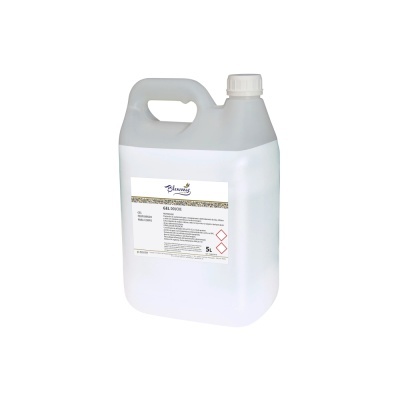 Recipiente plástico branco translúcido de 5 litros com etiqueta GEL DÉSINFECTANTE