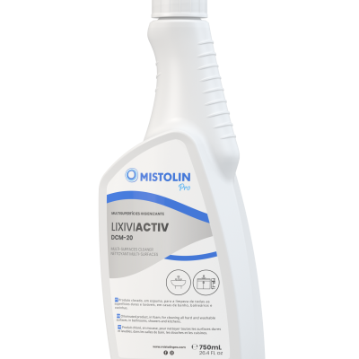 Frasco plástico branco com produto de limpeza MISTOLIN Pro LIXIVIACTIV DCM-20 750 ml