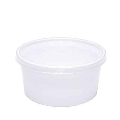 Recipiente plástico branco com tampa transparente