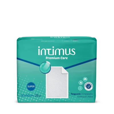 Pack de resguardos Intimus Premium Care 60x90 cm com 25 unidades, embalagem verde