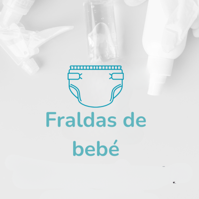 Desenho azul de fralda com texto 'Fraldas de bebé' em fundo branco suave