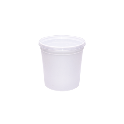 Pote plástico translúcido branco com tampa
