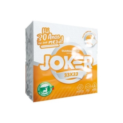 Embalagem de guardanapos JOKER 33x33 cm branca e laranja com selo de origem