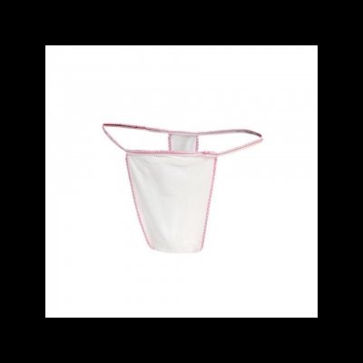 Cueca fio dental branca com costura vermelha