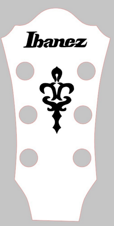 Ibanez AG95QA Artcore Decalque Waterslide Cabeça de guitarra Ibanez branca com desenho preto