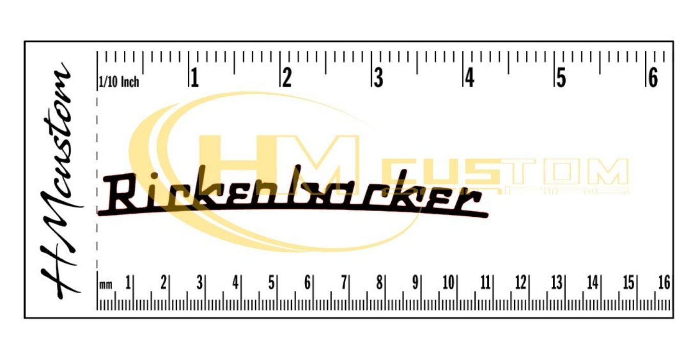 Rick TRC 330 - 360 Vinil Logo Sticker Régua branca com marcações e texto de marca