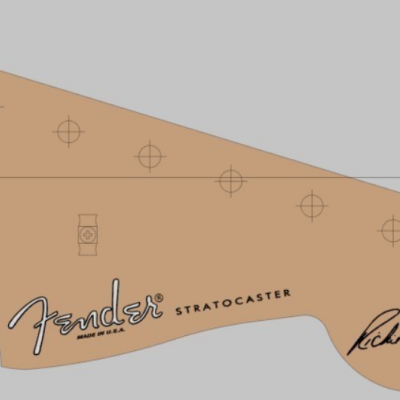 Cabeça de guitarra Fender Stratocaster cor madeira clara com assinatura