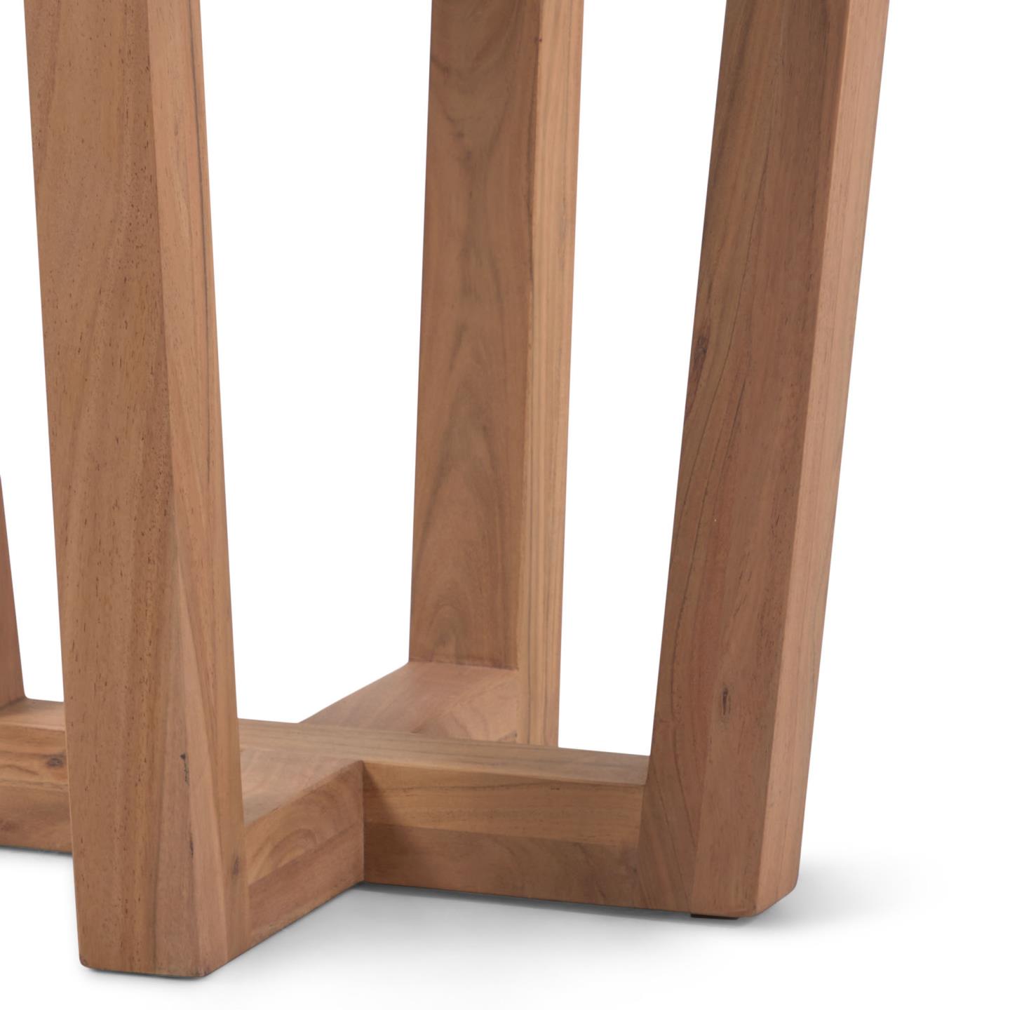 Mesa de jantar Nhara, madeira acácia, Ø90x75 Base de móvel em madeira clara com design geométrico e linhas retas