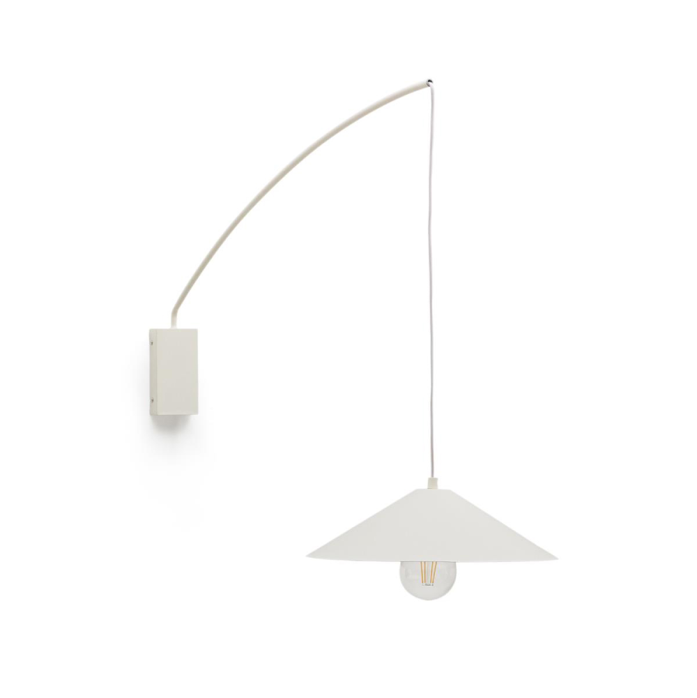 Aplique de Parede Giratório Kali Candeeiro de parede branco com braço curvo e abajur cónico