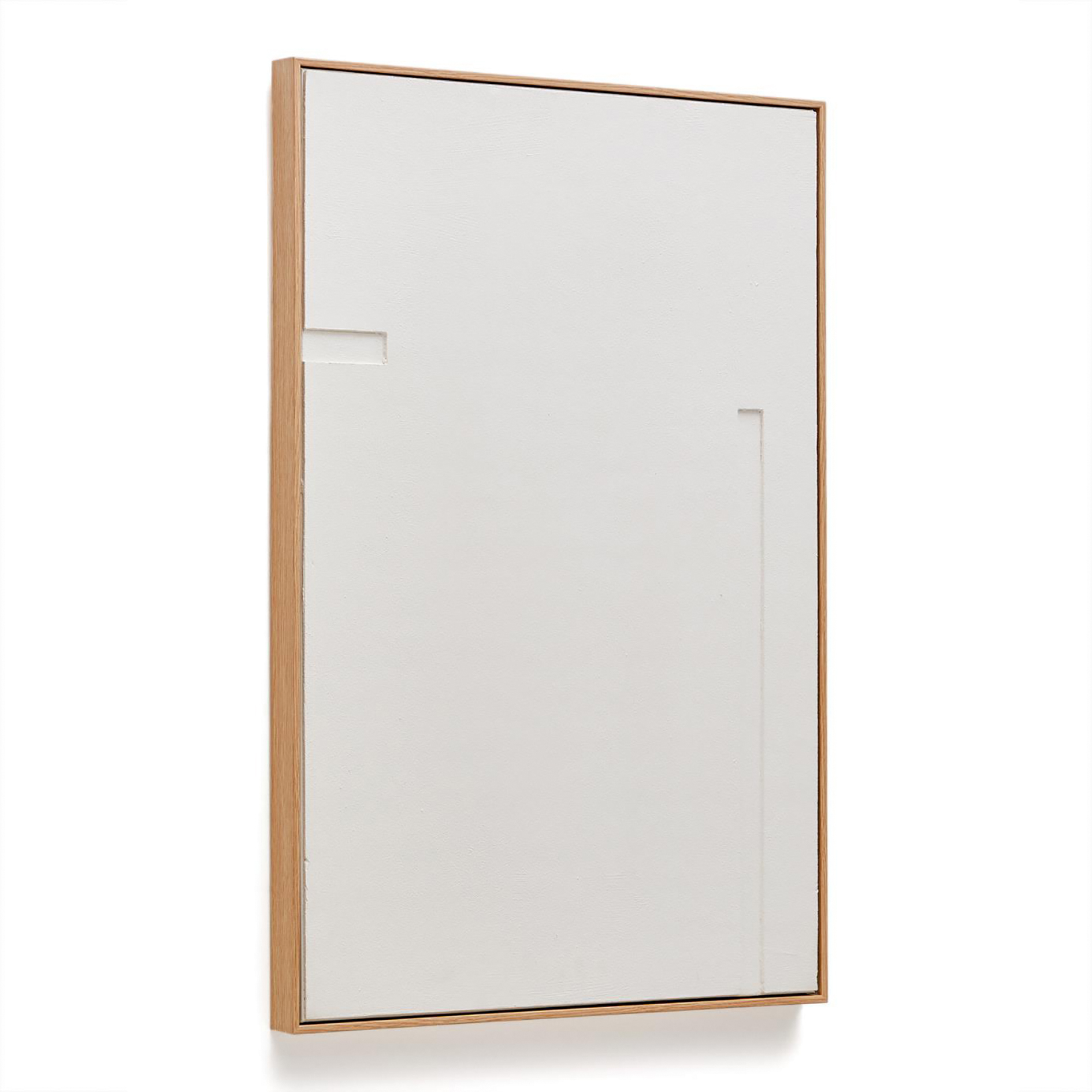 Quadro Siferes, linho, branco, 60x90 Espelho retangular com moldura de madeira clara e design minimalista