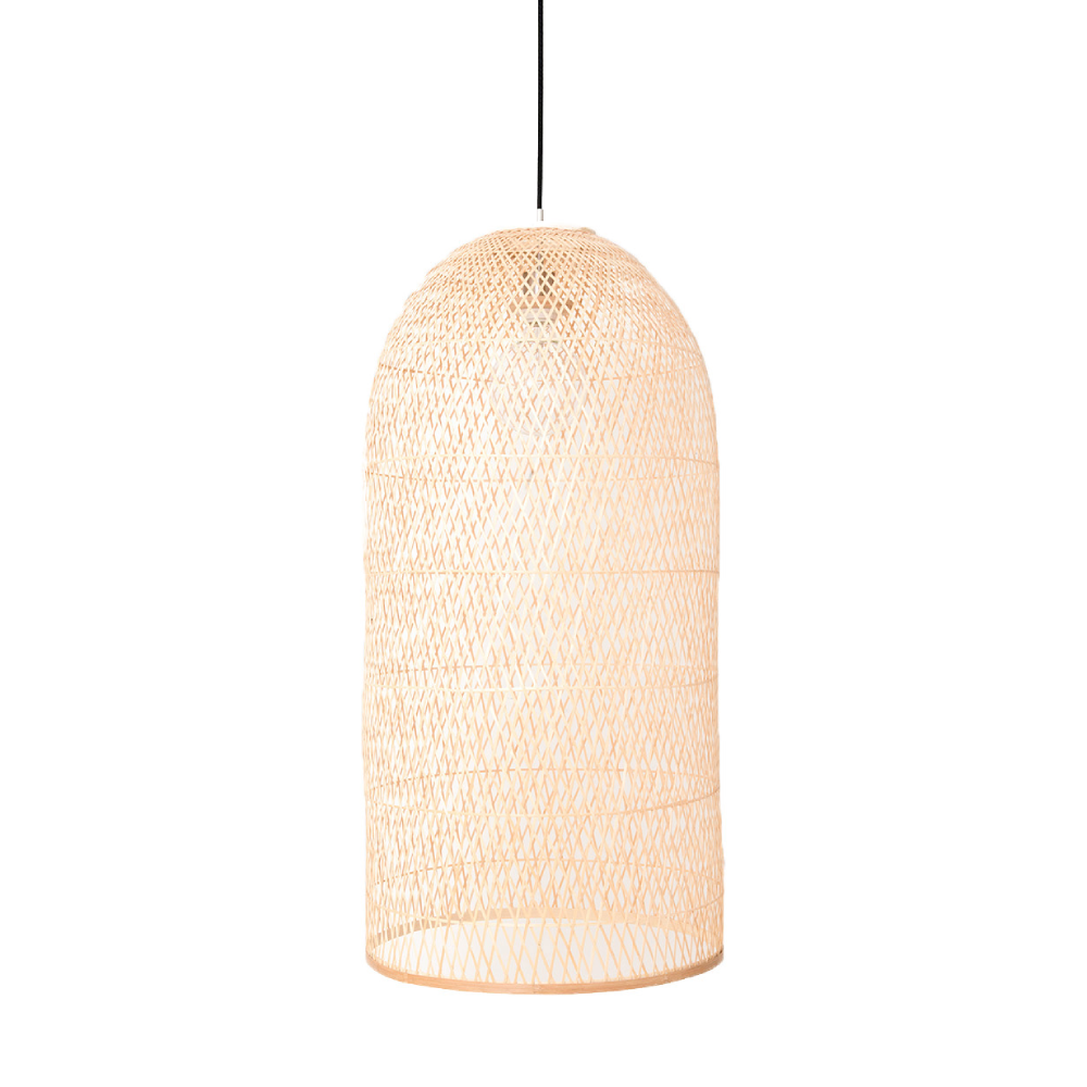 Candeeiro de Teto em Bambu Cap Small Ø38x92 Candeeiro suspenso trançado natural bege cilíndrico