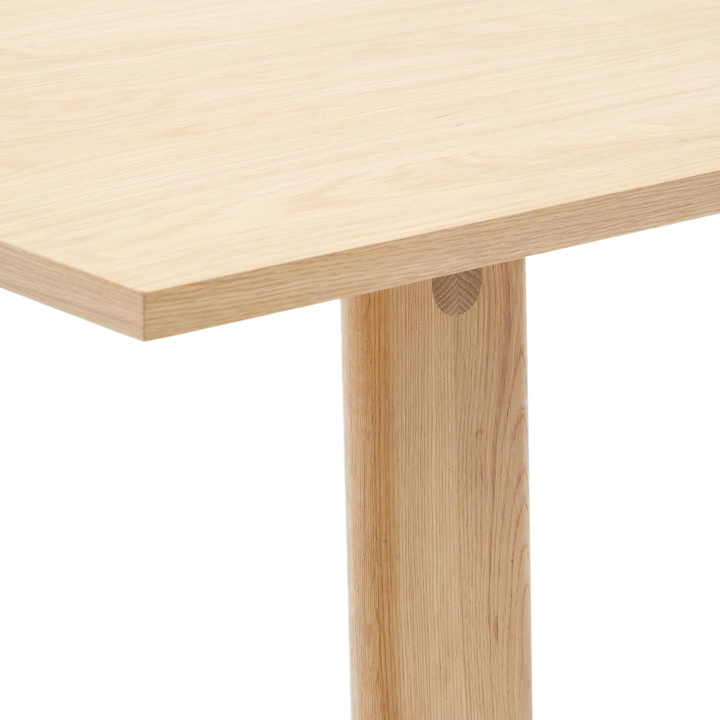 Mesa extensível Allen, madeira carvalho, 200(250)x95 Mesa de madeira clara com tampo retangular e perna cilíndrica