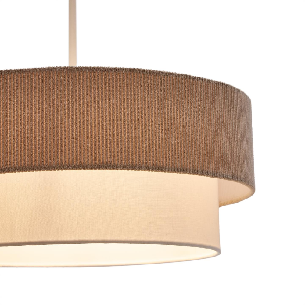Candeeiro de Teto em Bombazine Biana Ø40x16 Lâmpada de teto com cúpula castanha canelada e branca lisa