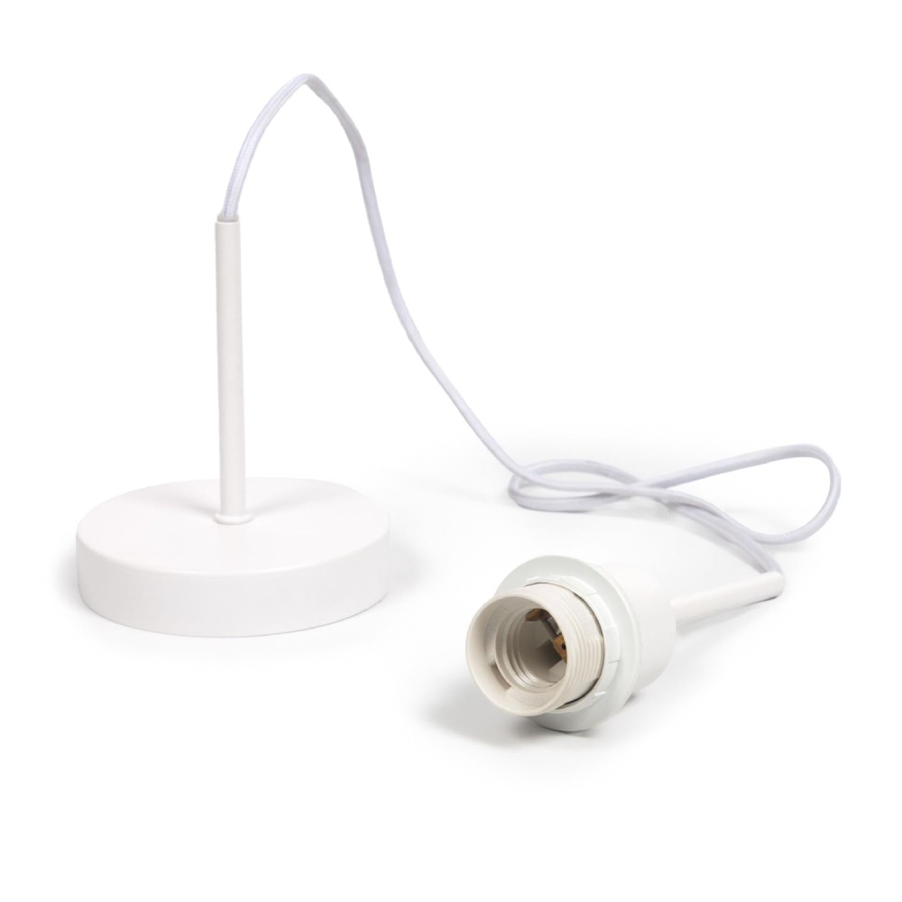 Kit Cabo Elétrico com Casquilho Branco e Cabo Branco 1,5 m Lâmpada pendente branca com base redonda e cabo