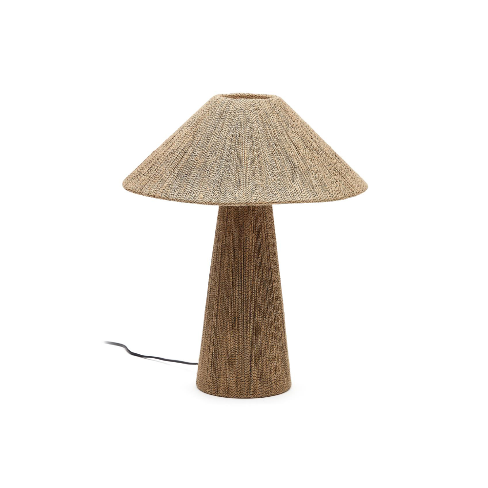 Candeeiro de Mesa em Juta Natural Renne Candeeiro de mesa em fibra natural castanha com cúpula e base trançadas