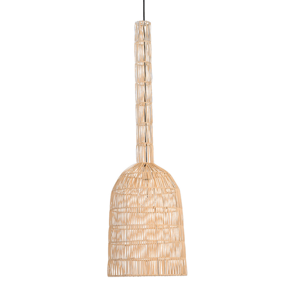 Candeeiro de Teto em Rattan Umut Ø35x114 Candeeiro suspenso de rattan trançado natural com cabo preto