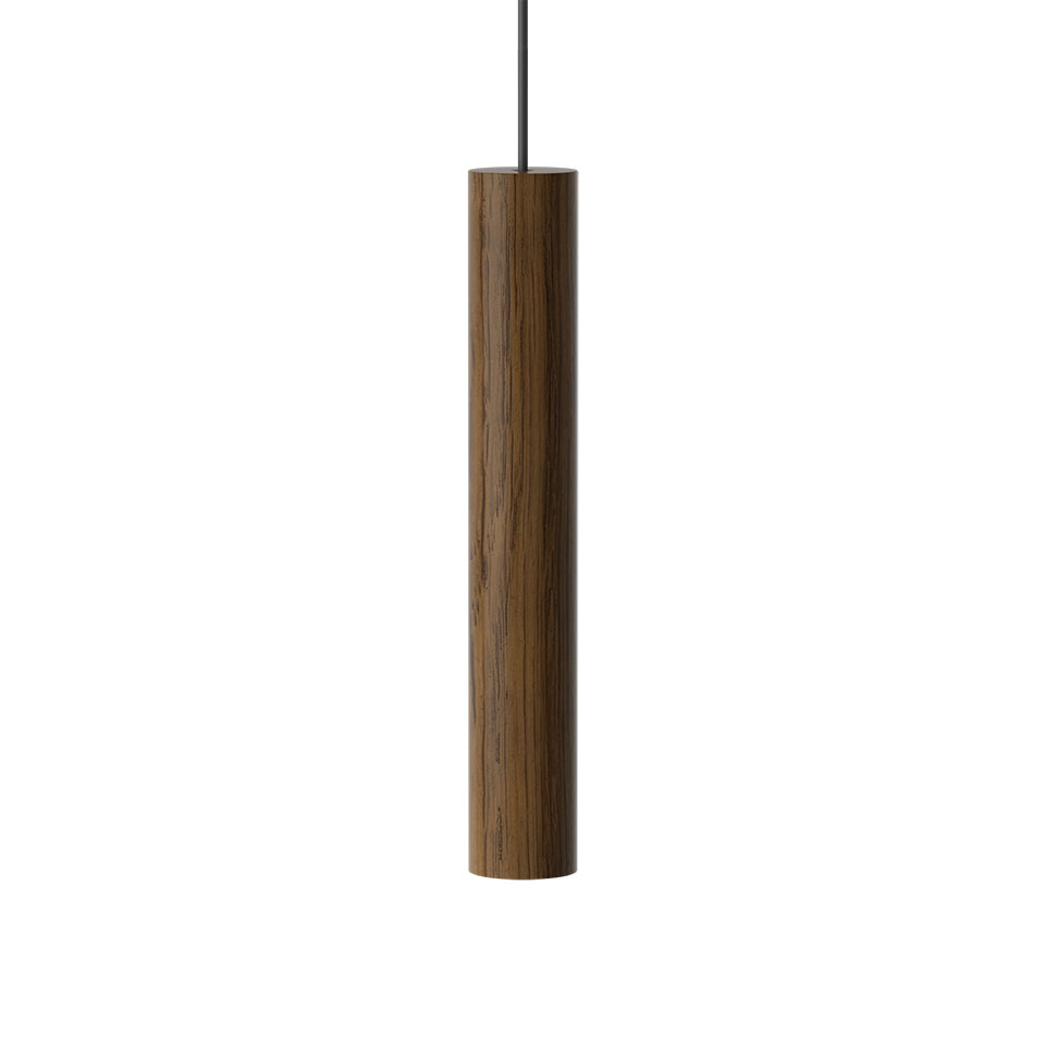 Candeeiro de Teto Chimes em Madeira de Carvalho – 22 cm Candeeiro suspenso cilíndrico de madeira castanha