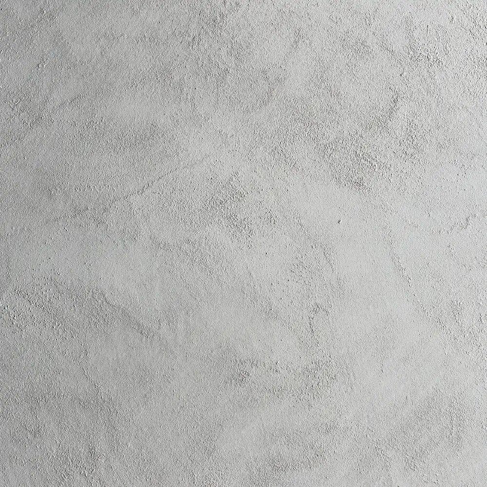 Mesa de jantar em madeira e resina branca Mulcey Ø120x77 Textura de parede cinzenta clara com acabamento rugoso