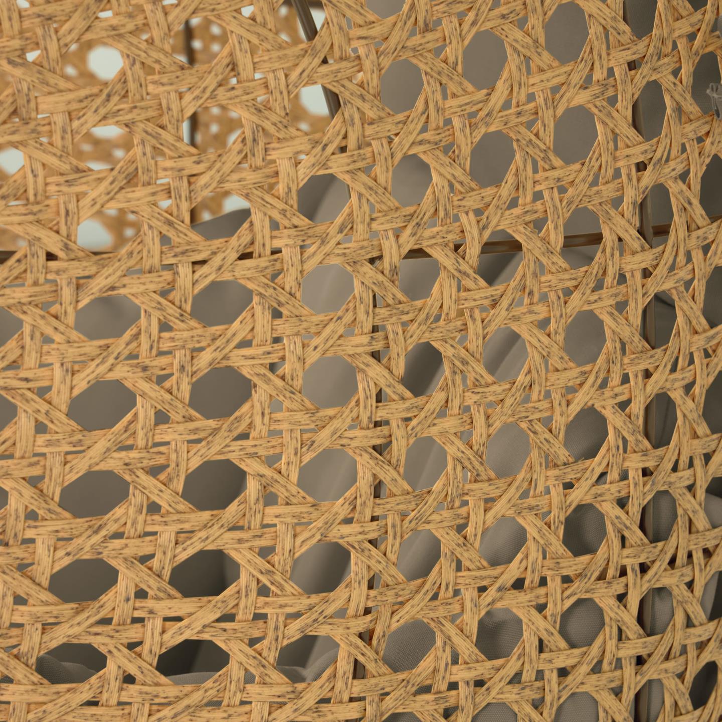 Cadeira suspensa Siran, rattan sintético, bege Rede trançada em material natural castanho claro com padrão hexagonal