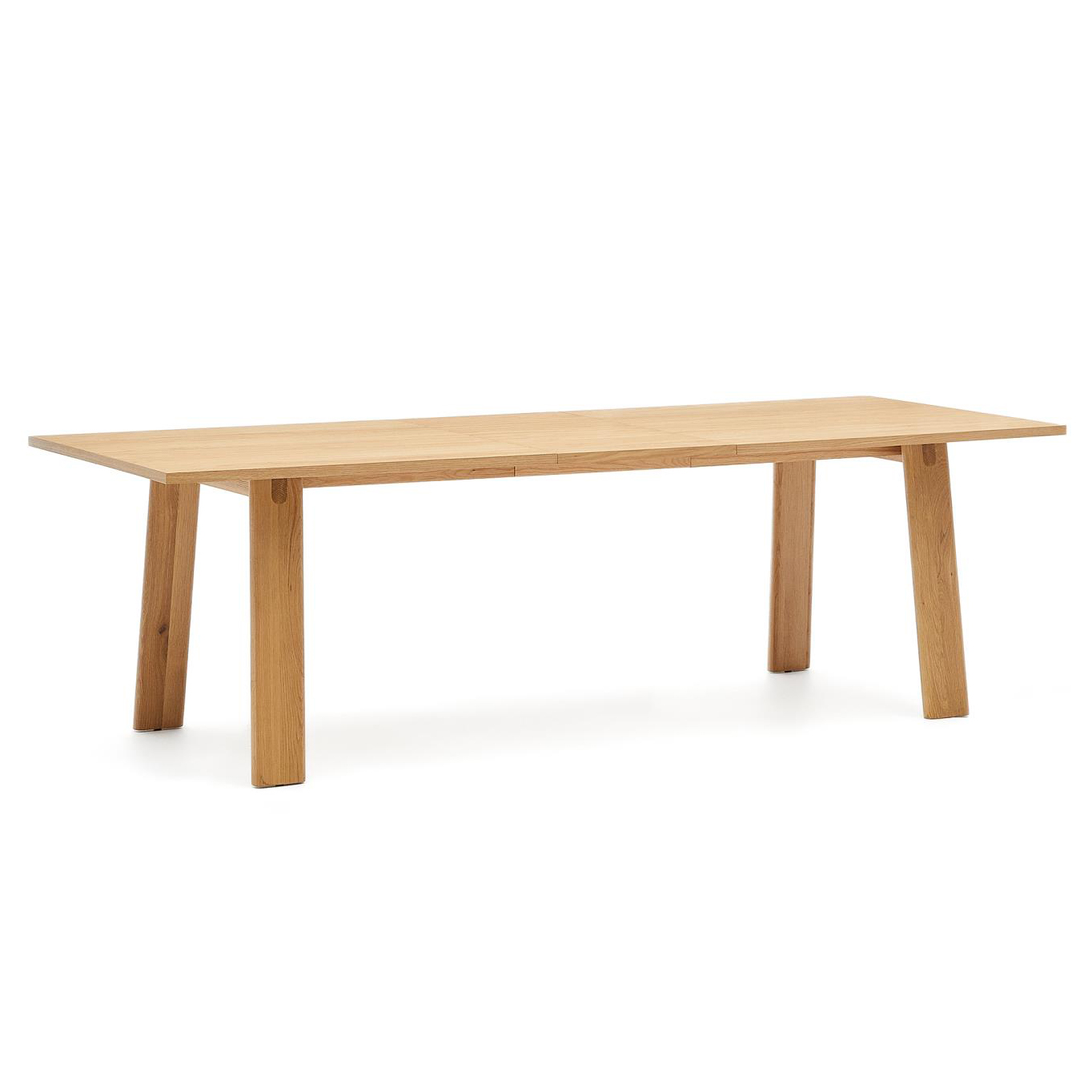 Mesa extensível Allen, madeira carvalho, 200(250)x95 Mesa de madeira clara de design simples com quatro pernas inclinadas