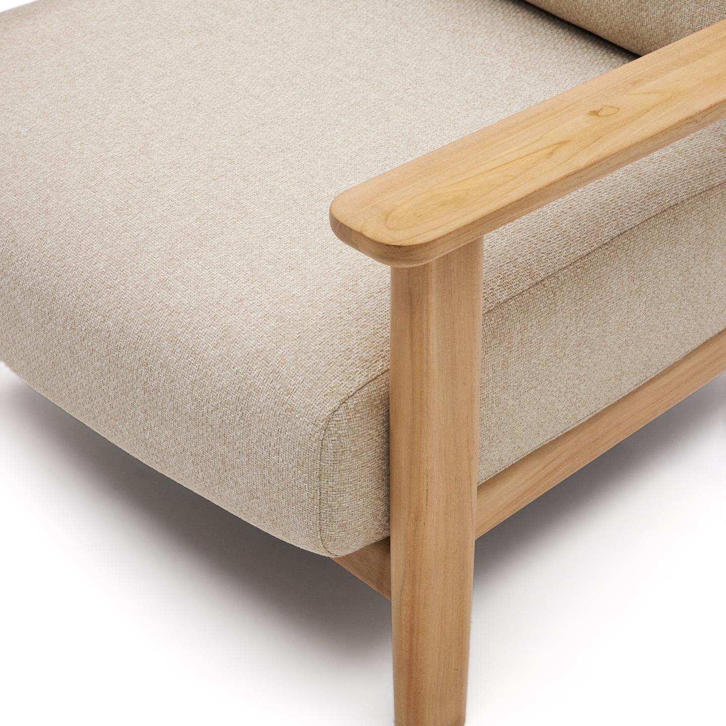 Cadeirão Tiran, exterior, madeira teca, bege Canto de sofá bege com estrutura de madeira clara