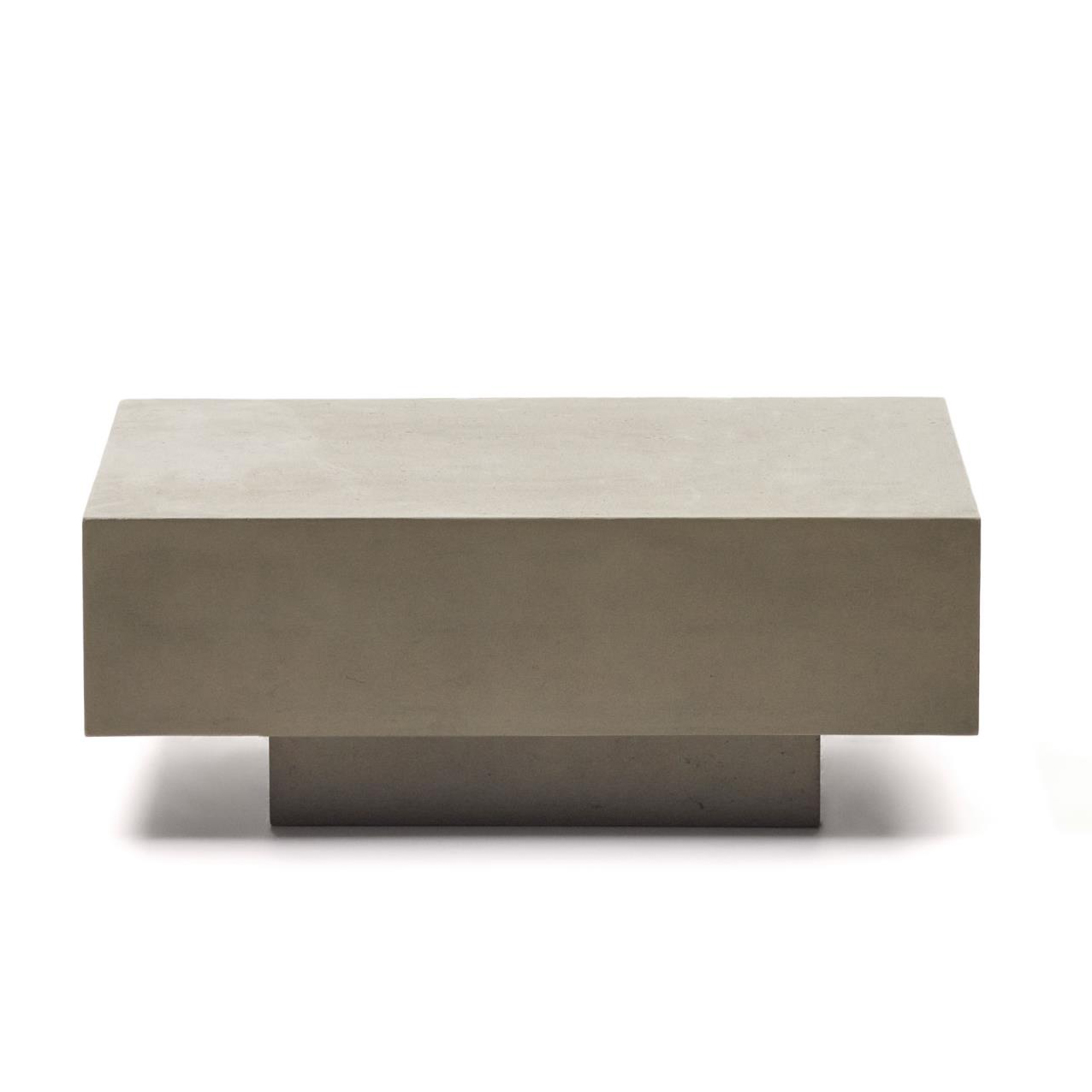 Mesa de centro Rustta, exterior, cimento, 80x60 Mesa de centro quadrada de cor neutra com base retangular