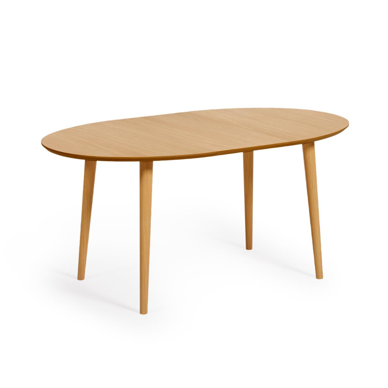 Mesa oval extensível Oki, madeira carvalho, 120(200)x90 Mesa de jantar oval de madeira clara