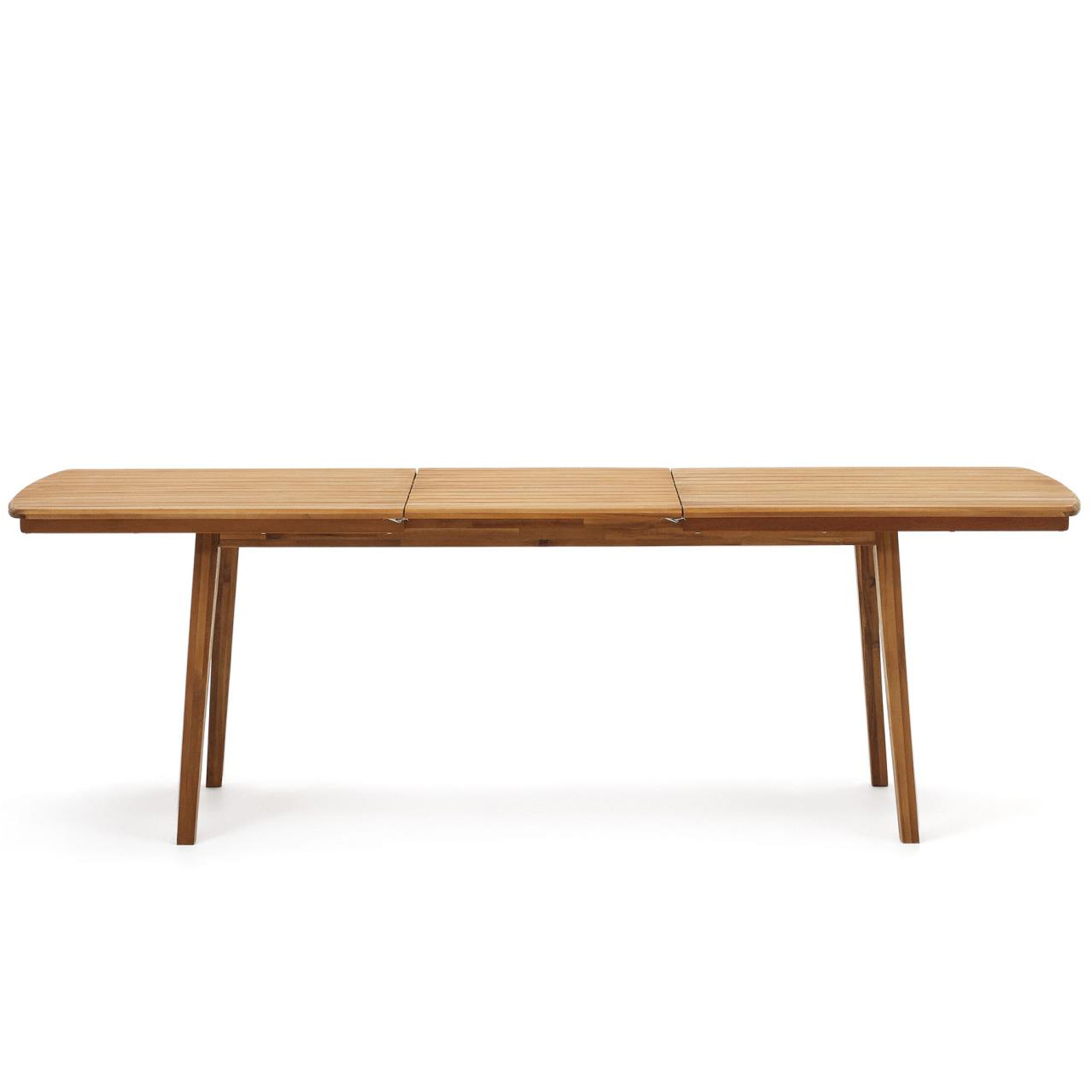 Mesa extensível Thian, exterior, madeira acácia Mesa de madeira estendida com tampo retangular e quatro pernas