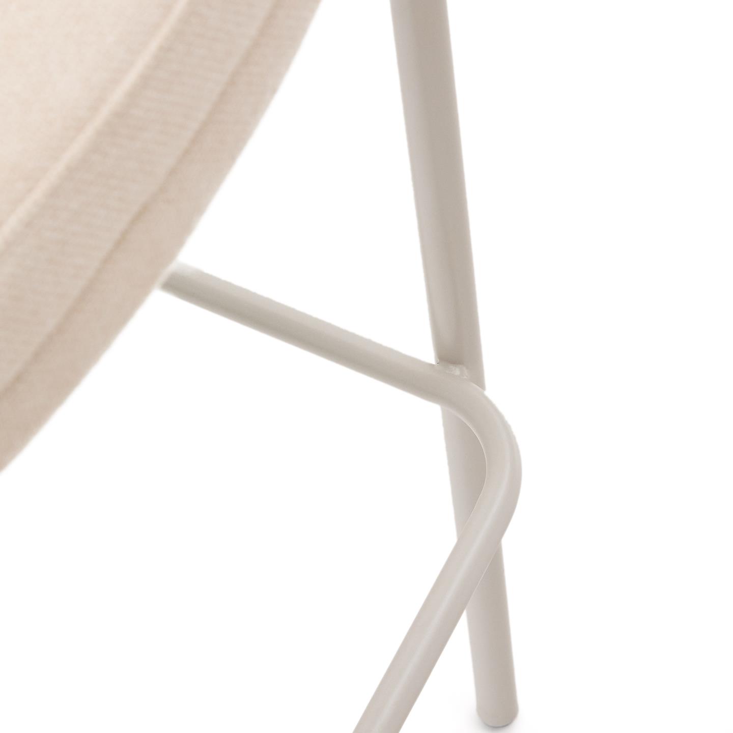 Cadeira alta Emmy, estofada, madeira, bege, 77cm Pernas de cadeira branca com assento almofadado bege