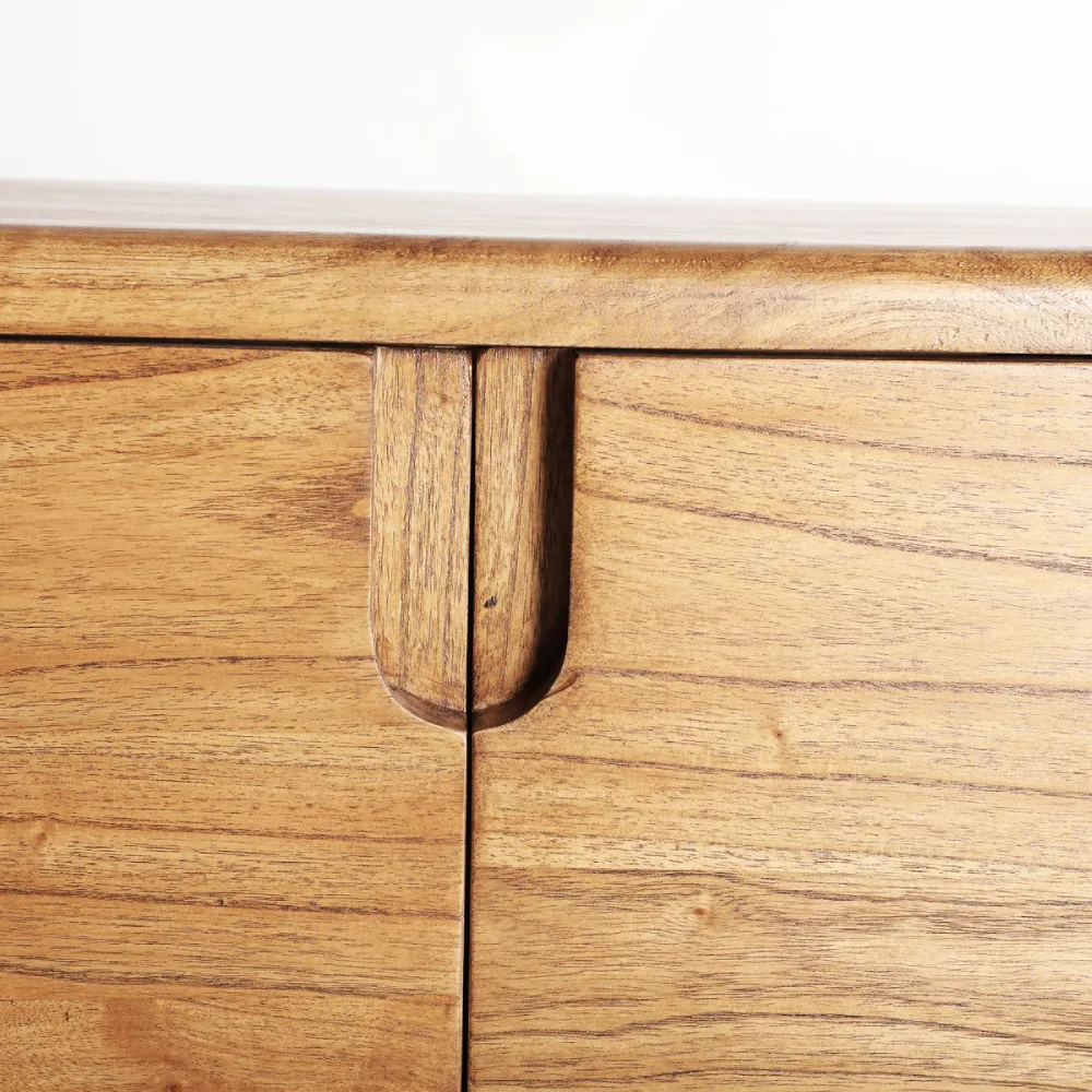 Móvel TV em madeira mindi Slough 190x59 Fecho central em móvel de madeira clara