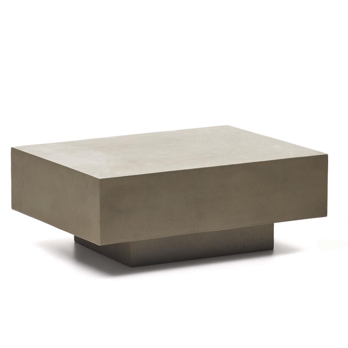 Mesa de centro Rustta, exterior, cimento, 80x60 Mesa de centro cinza quadrada com base retangular menor